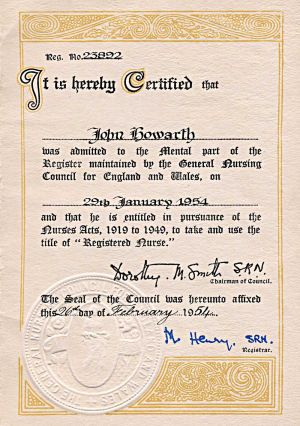 John Howarth Certificate